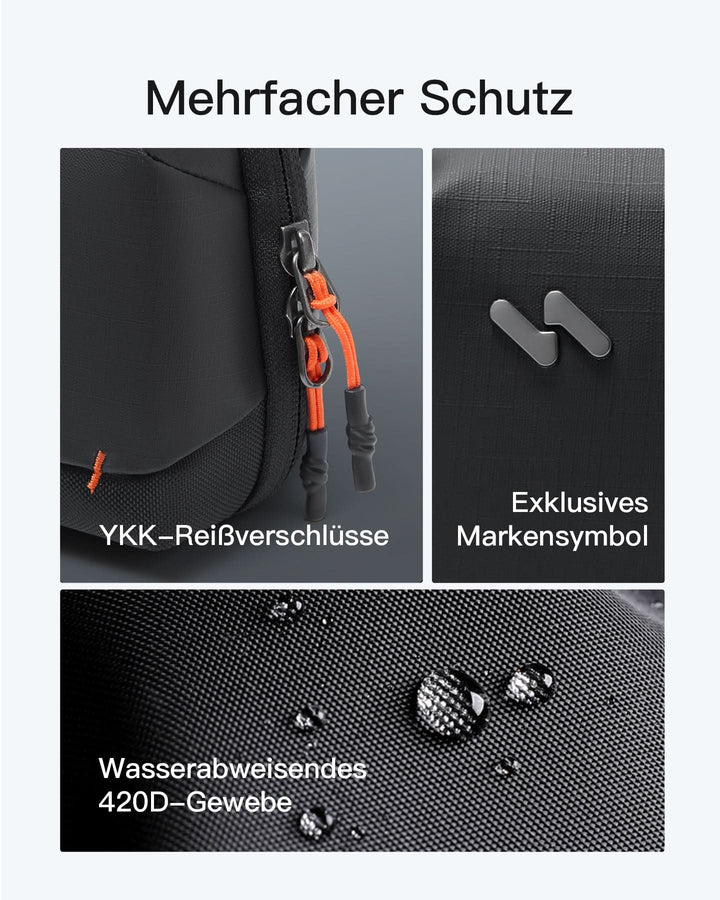 inateck DE Portabler Elektronik-Organizer, spritzwassergeschützte Reisezubehörtasche für Kabel, Power Banks, Hubs, ABM33