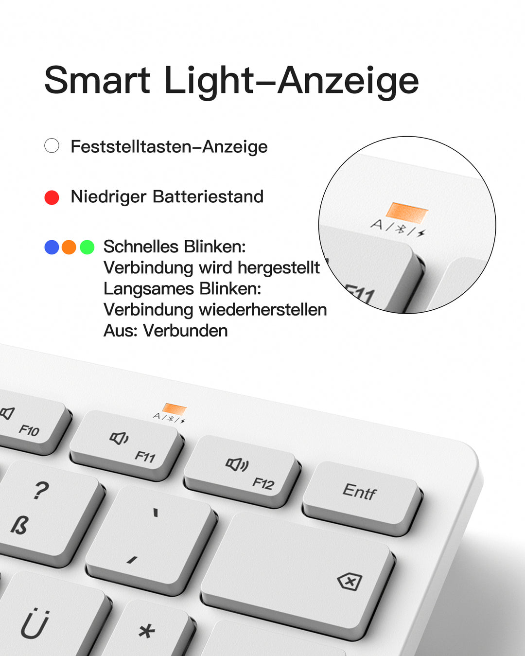 Bluetooth Tablet Tastatur kompatibel mit Android/iOS/Smartphones/Windows PC/iPad, KB01003