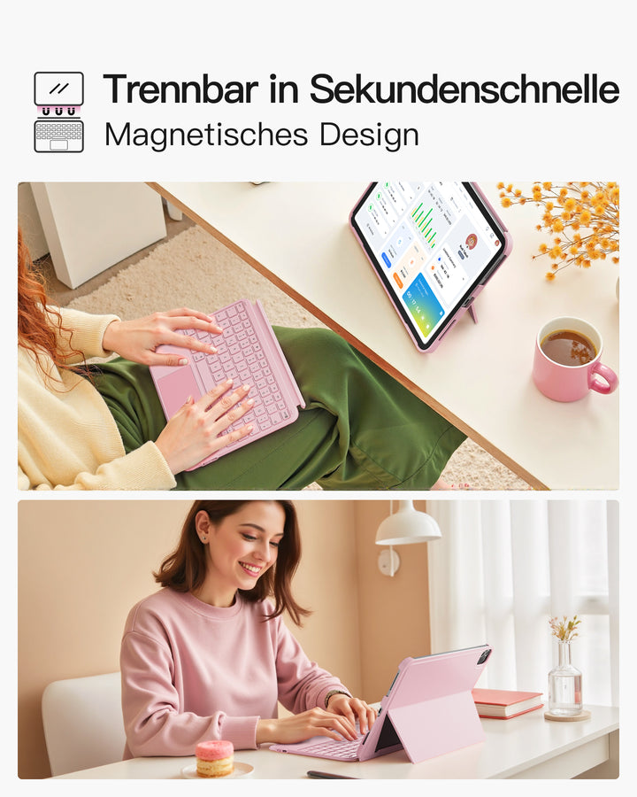 Ultraleicht Tastatur für iPad 11" (A16 2025), iPad 10, iPad Air 11" M4/M3/M2 (2026/2025/2024), iPad Air 5/4, iPad Pro 11" 4/3/2/1, QWERTZ, Acetouch, KB04122