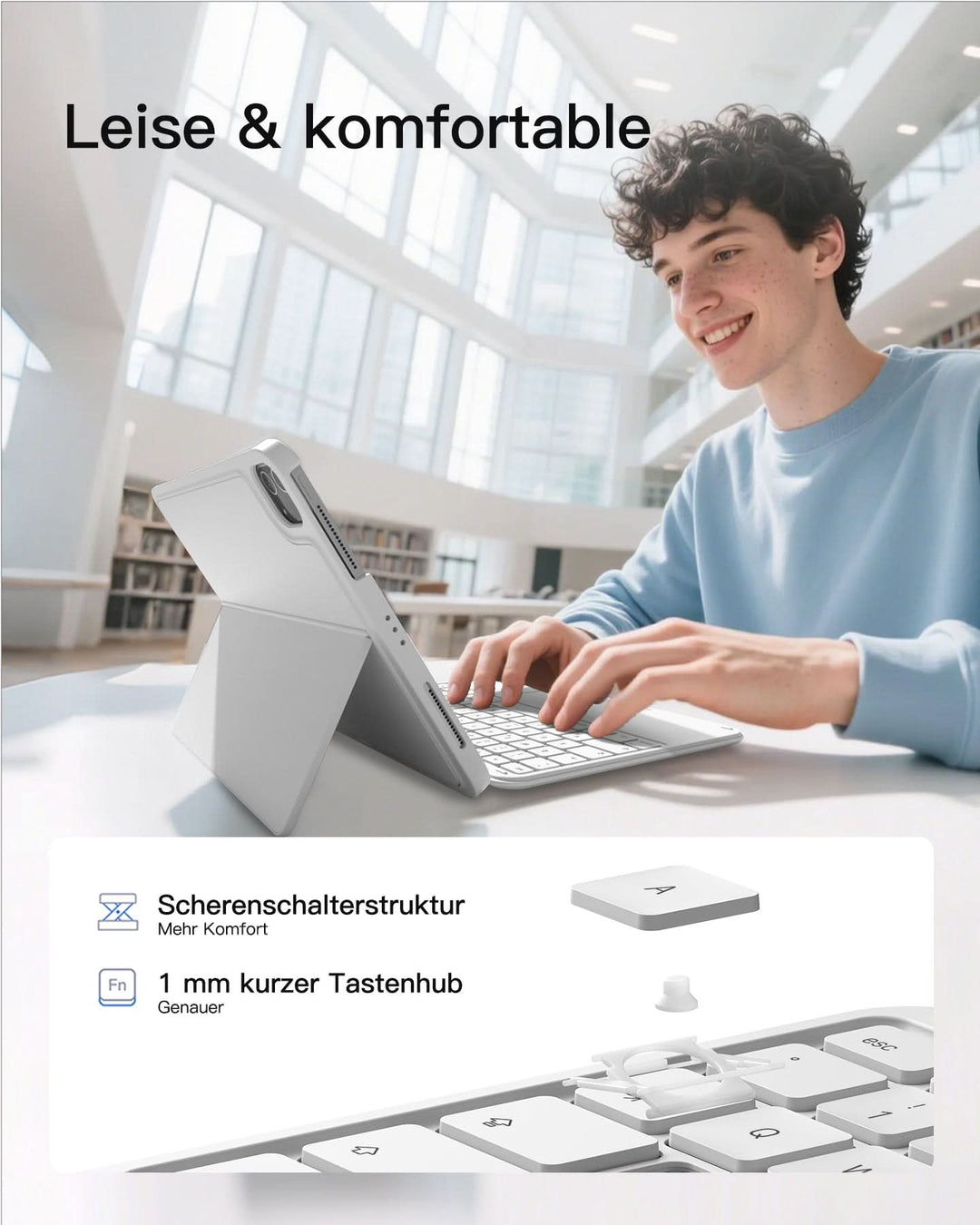 inateck DE Abnehmbar Ultraleichte Tastatur für iPad 11/10 Gen A16 2025 11 Zoll, iPad Air 11 Zoll (2026/2025), iPad Air 5/4, iPad Pr