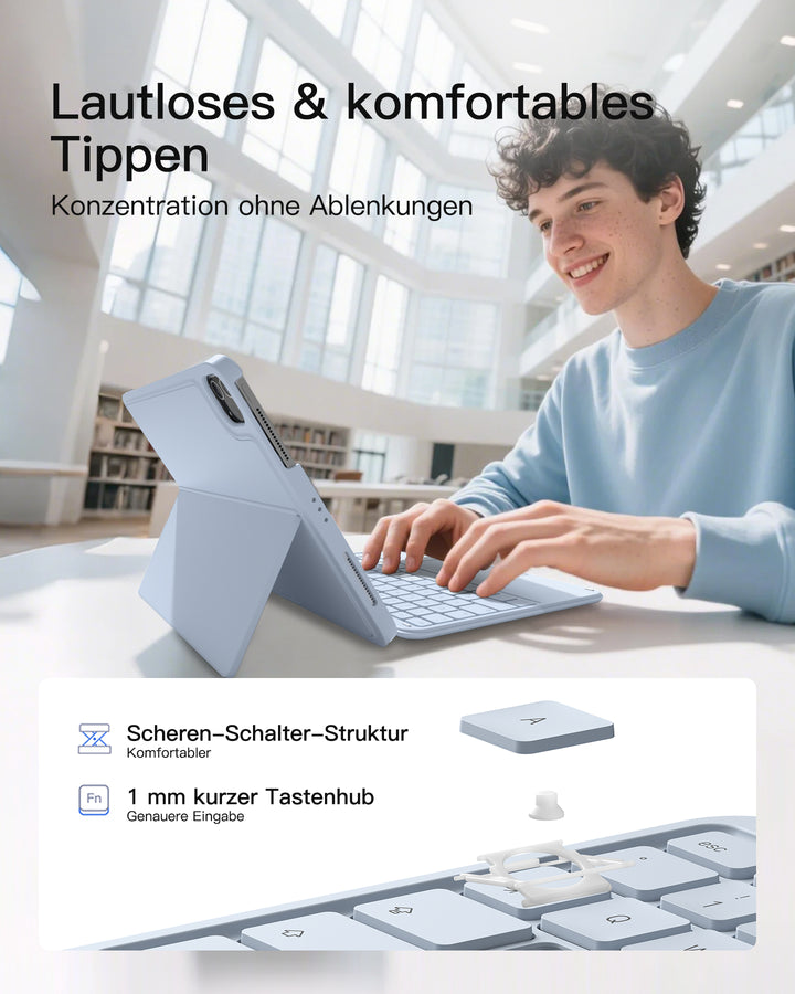 inateck DE Abnehmbar Ultraleichte Tastatur für iPad 11/10 Gen A16 2025 11 Zoll, iPad Air 11 Zoll (2026/2025), iPad Air 5/4, iPad Pr