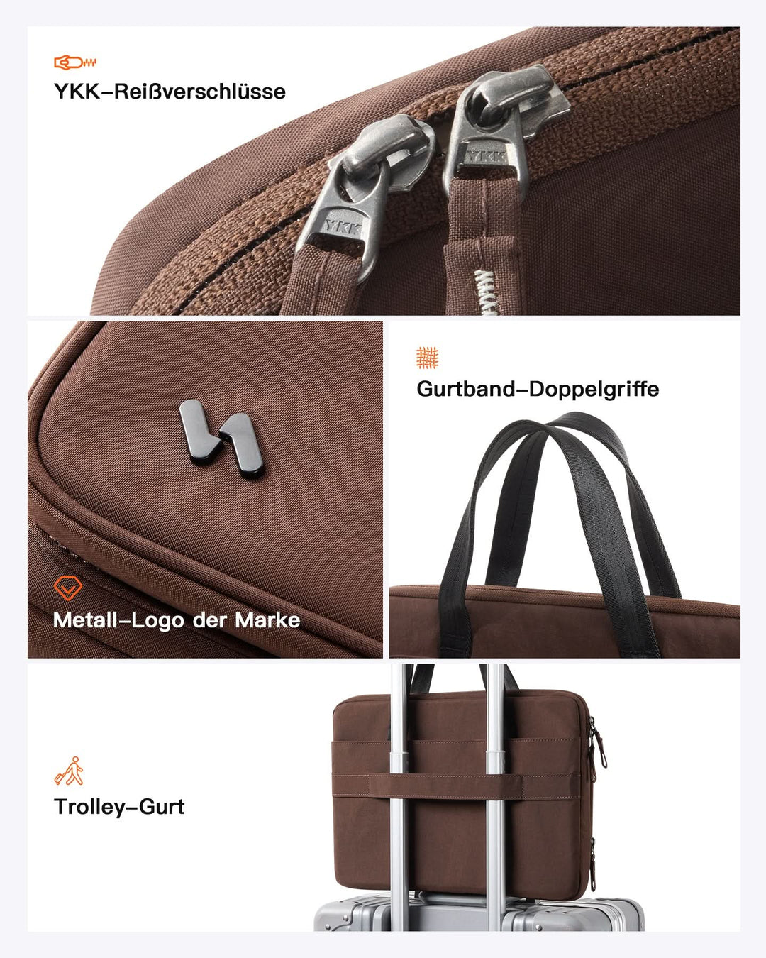 inateck DE 360° Rundumschutz Laptoptasche Große Kapazität Hülle Kompatibel mit 13" MacBook Air M4-M1 2025-2012, 14" MacBook Pro M5-