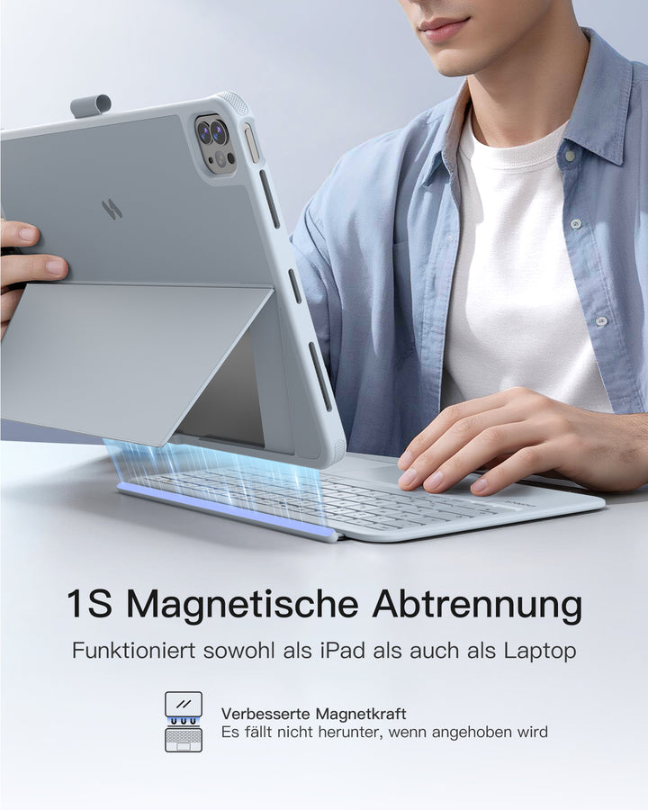 inateck DE Inateck Abnehmbar Hülle mit Tastatur für iPad Air 11 Zoll(2026/2025/2024), iPad Air 5/4,für iPad Pro 11 Zoll, QWERTZ, Ac