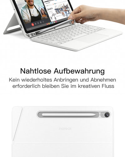 Hülle für Samsung Galaxy Tab S10 FE/S9 FE/S9, Hoch-/Querformat Ständer Tastatur mit Touchpad, N0064