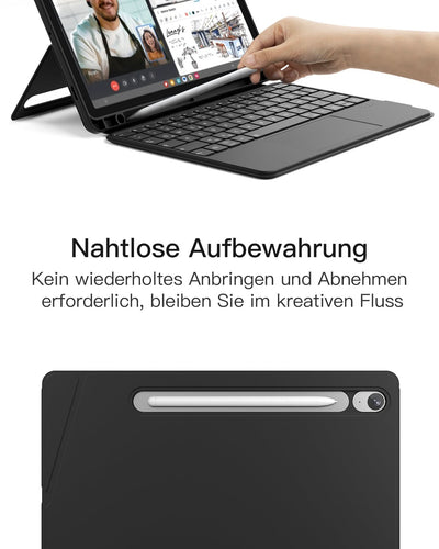 Hülle für Samsung Galaxy Tab S10 FE/S9 FE/S9, Hoch-/Querformat Ständer Tastatur mit Touchpad, N0064