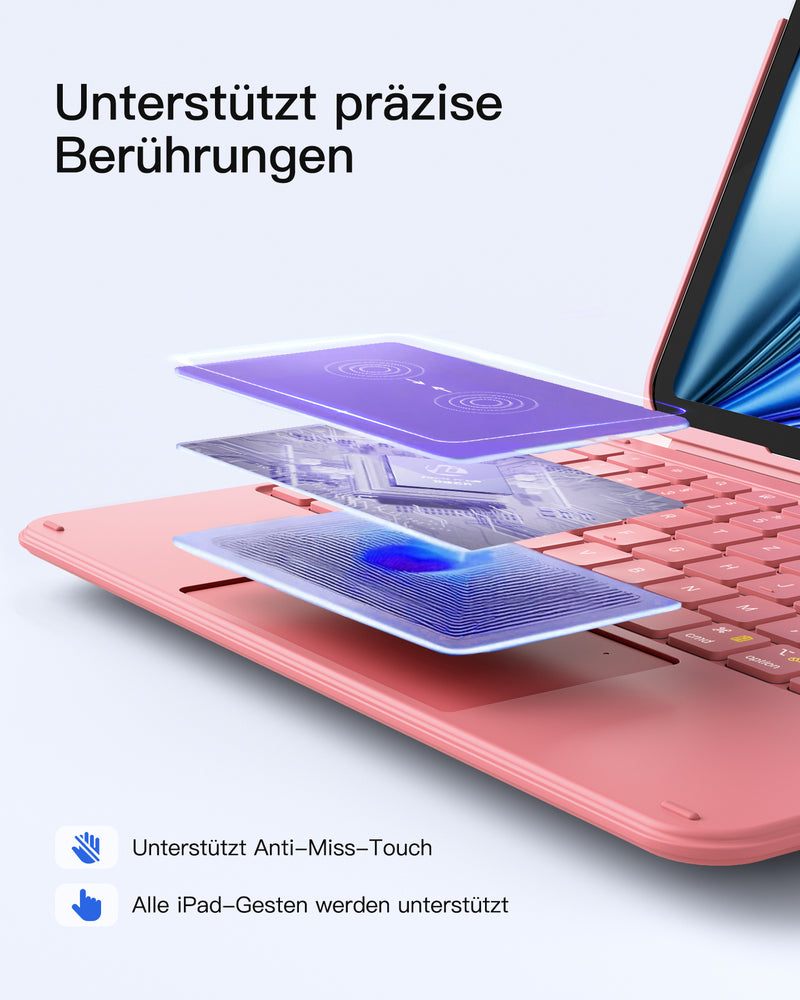 Ultraleicht Tastatur für iPad 11" (A16 2025), iPad 10, iPad Air 11" M3/M2 (2025/2024), iPad Air 7/6/5/4, iPad Pro 11" 4/3/2/1, QWERTZ, KB04122