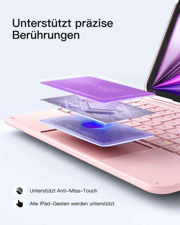 Ultraleicht Tastatur für iPad 11" (A16 2025), iPad 10, iPad Air 11" M4/M3/M2 (2026/2025/2024), iPad Air 5/4, iPad Pro 11" 4/3/2/1, QWERTZ, Acetouch, KB04122