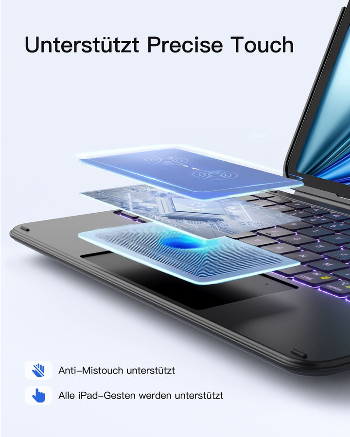 inateck DE Abnehmbar Ultraleichte Tastatur für iPad 11/10 Gen A16 2025 11 Zoll, iPad Air 11 Zoll (2026/2025), iPad Air 5/4, iPad Pr