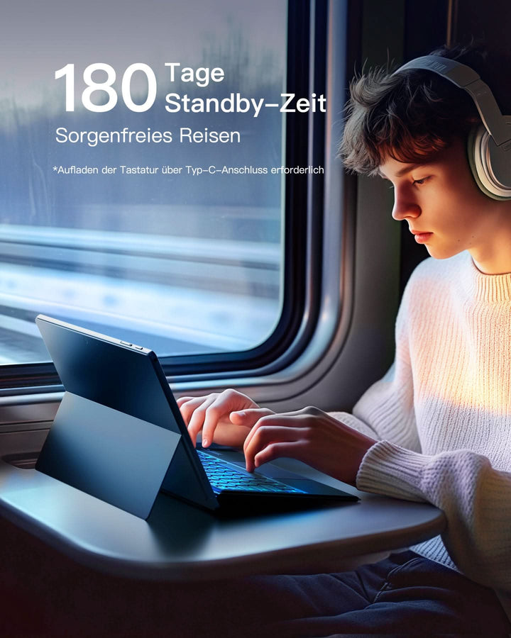 inateck DE Surface Pro AI Tastatur für Surface Pro 7/7+/6/5/4, 7 Farben Hintergrundbeleuchtung, QWERTZ, KB02027