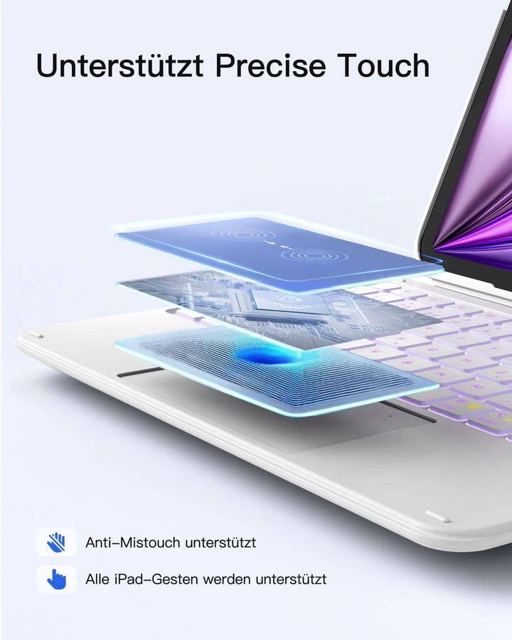 inateck DE Abnehmbar Ultraleichte Tastatur für iPad 11/10 Gen A16 2025 11 Zoll, iPad Air 11 Zoll (2026/2025), iPad Air 5/4, iPad Pr