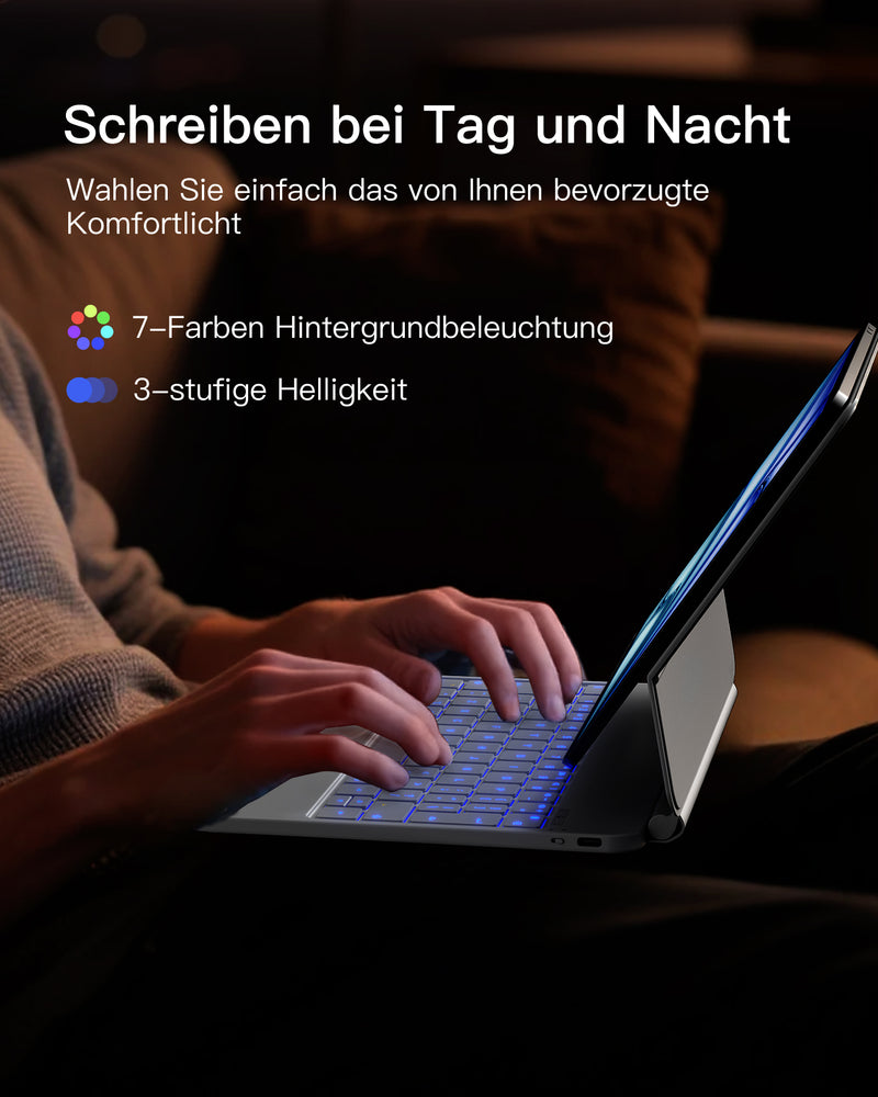 Magnetische Tastaturhülle für iPad Air 11" M3/M2 (2025/2024), iPad Air 6/5/4, iPad Pro 11" 4/3/2/1, KB09119