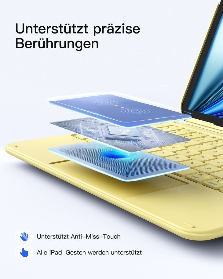 Ultraleicht Tastatur für iPad 11" (A16 2025), iPad 10, iPad Air 11" M4/M3/M2 (2026/2025/2024), iPad Air 5/4, iPad Pro 11" 4/3/2/1, QWERTZ, Acetouch, KB04122