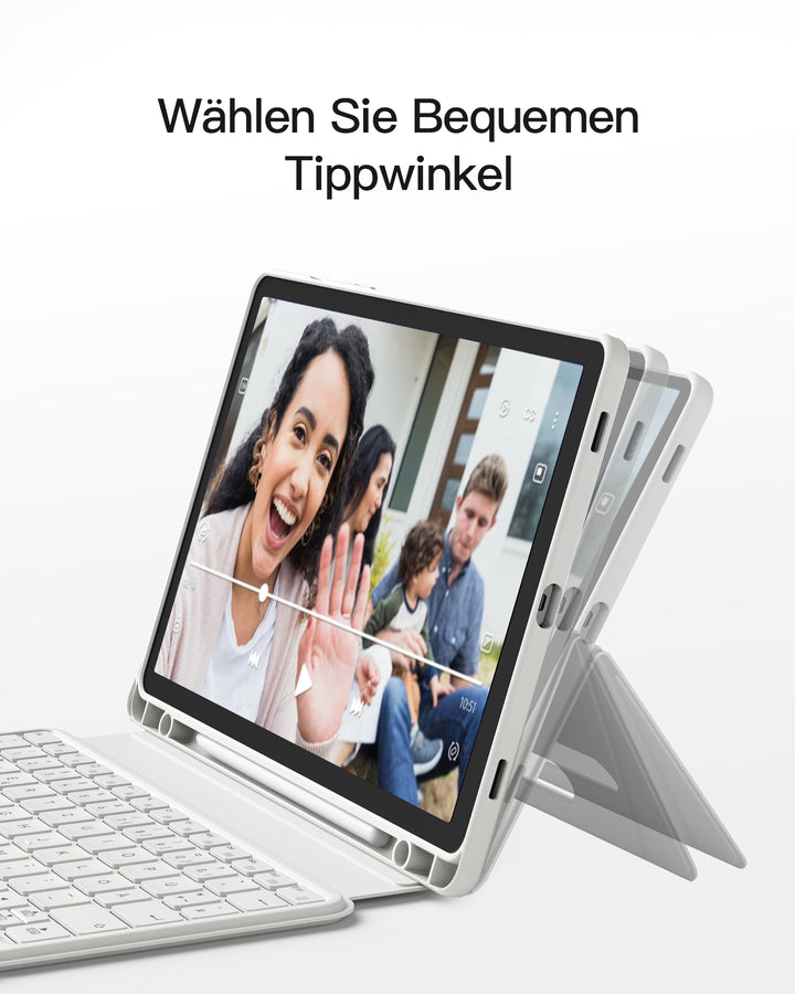inateck DE Hülle für Samsung Galaxy Tab S10 FE/S9 FE/S9, Hoch-/Querformat Ständer Tastatur mit Touchpad, N0064