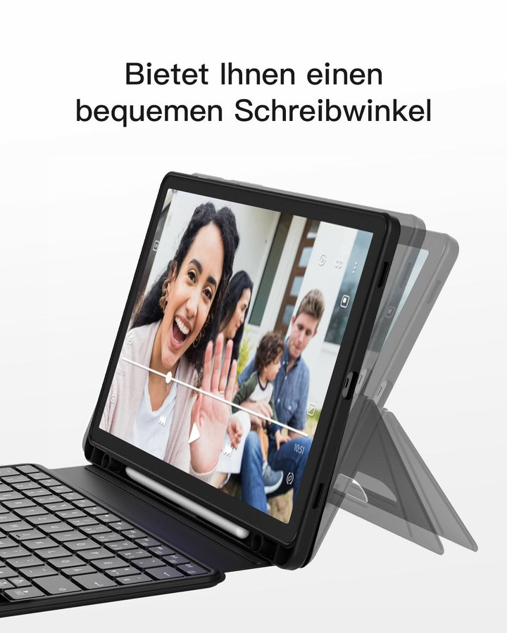 inateck DE Hülle für Samsung Galaxy Tab S10 FE/S9 FE/S9, Hoch-/Querformat Ständer Tastatur mit Touchpad, N0064