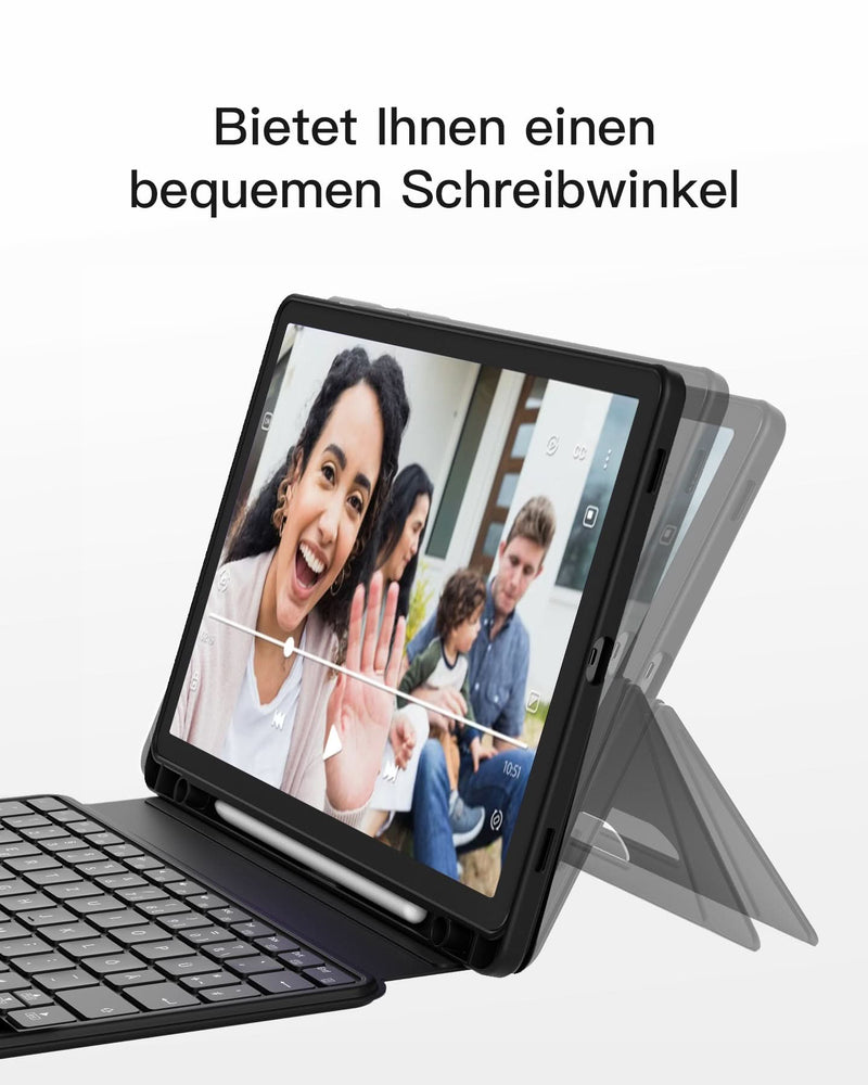 Hülle für Samsung Galaxy Tab S10 FE/S9 FE/S9, Hoch-/Querformat Ständer Tastatur mit Touchpad, N0064