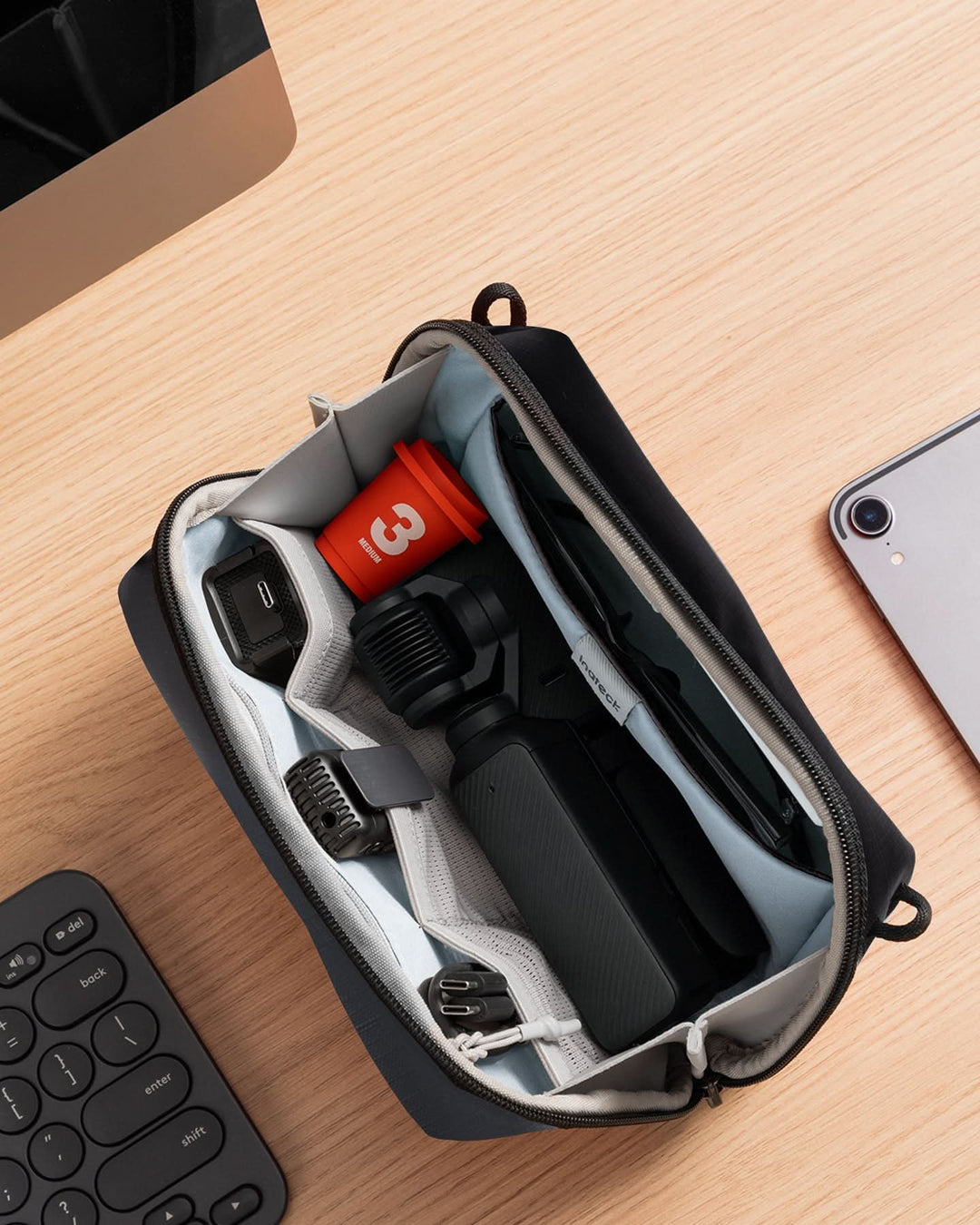 inateck DE Portabler Elektronik-Organizer, spritzwassergeschützte Reisezubehörtasche für Kabel, Power Banks, Hubs, ABM33