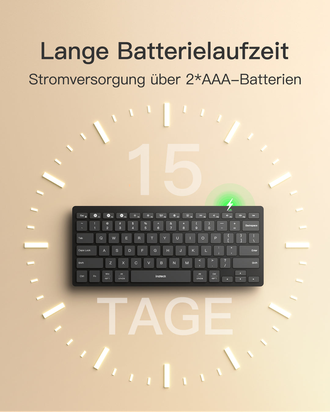 inateck DE Bluetooth Tablet Tastatur kompatibel mit Android/iOS/Smartphones/Windows PC/iPad, KB01003