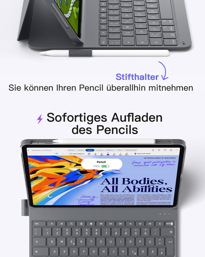 inateck DE Super-leicht Tastatur Hülle für iPad Air 13" M3/M2 (2025/2024), iPad Air 6, iPad Pro 12.9" 6/5/4/3, BK2007-13