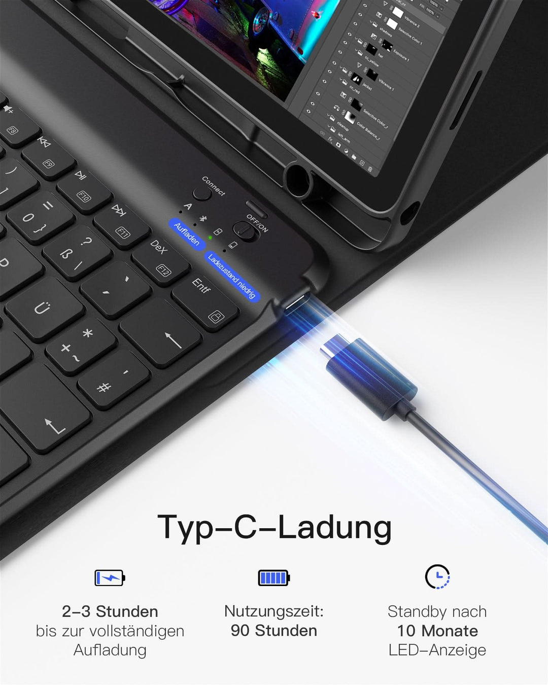 inateck DE Hülle mit Tastatur für Samsung Galaxy Tab А9+/A9 Plus 11" (2023), N0028