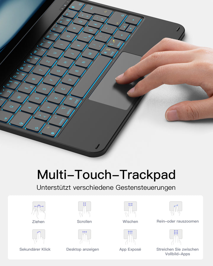 inateck DE Magnetische Tastaturhülle für iPad Air 11" M3/M2 (2025/2024), iPad Air 6/5/4, iPad Pro 11" 4/3/2/1, KB09119
