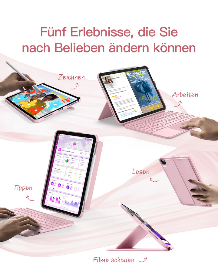 Ultraleicht Tastatur für iPad 11" (A16 2025), iPad 10, iPad Air 11" M4/M3/M2 (2026/2025/2024), iPad Air 5/4, iPad Pro 11" 4/3/2/1, QWERTZ, Acetouch, KB04122