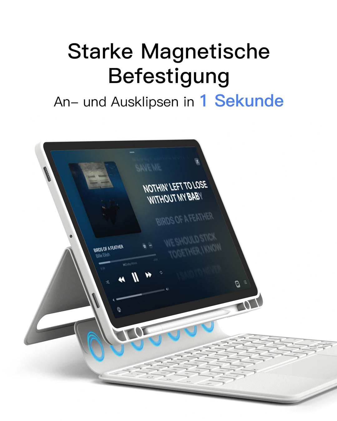 inateck DE Hülle für Samsung Galaxy Tab S10 FE/S9 FE/S9, Hoch-/Querformat Ständer Tastatur mit Touchpad, N0064