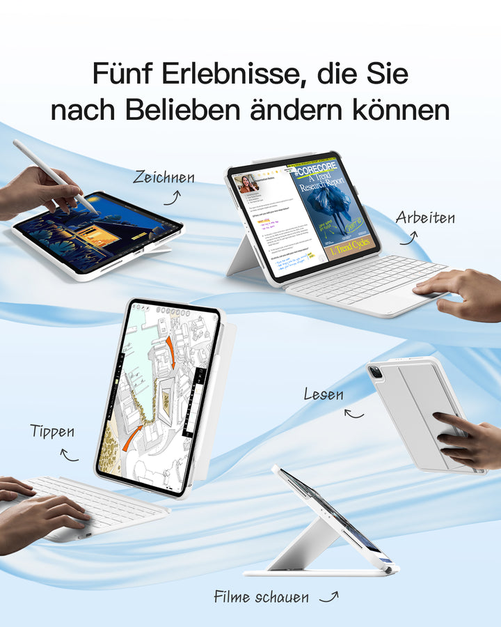 inateck DE Ultraleicht Tastatur für iPad 11" (A16 2025), iPad 10, iPad Air 11" M3/M2 (2025/2024), iPad Air 7/6/5/4, iPad Pro 11" 4/