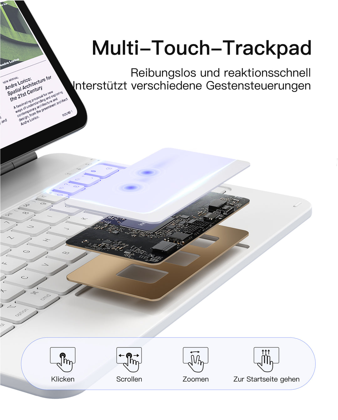 inateck DE NeoMagic Magnetische Tastatur Hülle für iPad 11" (A16 2025), iPad 10, KB09119-10
