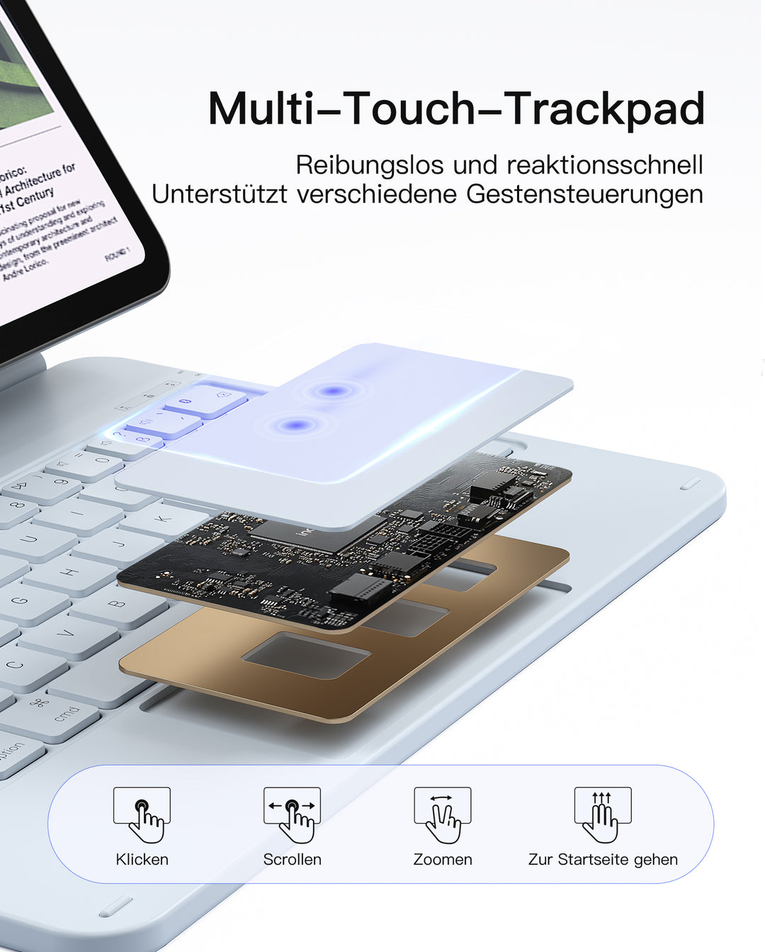 inateck DE NeoMagic Magnetische Tastatur Hülle für iPad 11" (A16 2025), iPad 10, KB09119-10