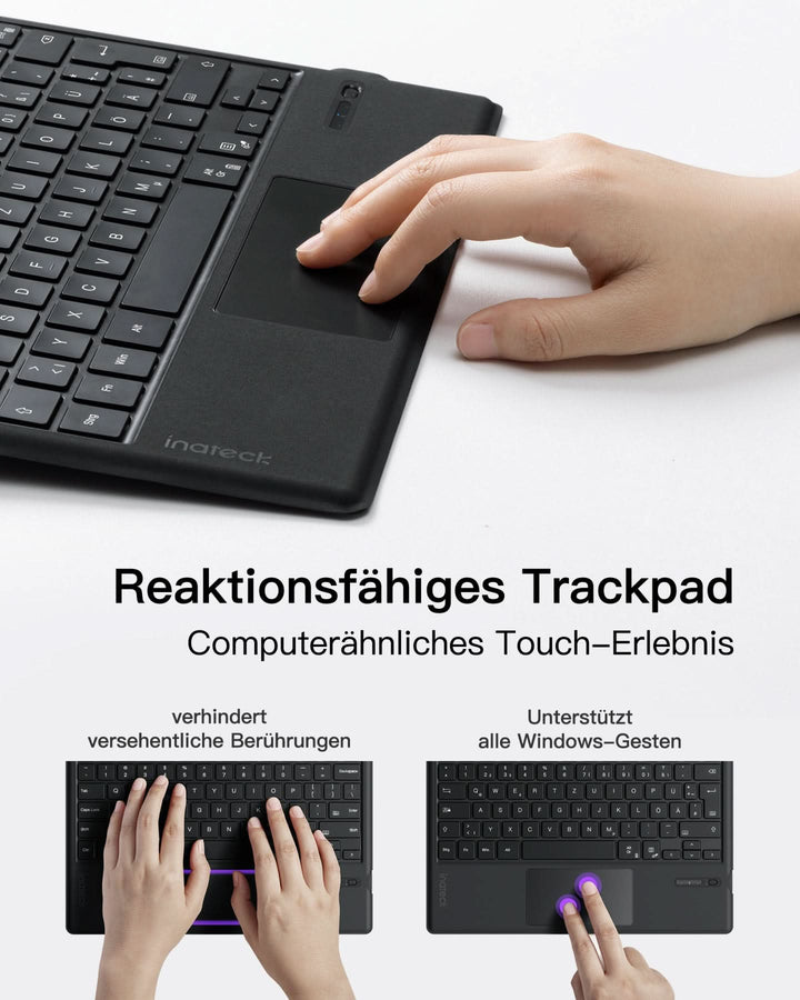 inateck DE Surface Pro AI Tastatur für Surface Pro 7/7+/6/5/4, 7 Farben Hintergrundbeleuchtung, QWERTZ, KB02027