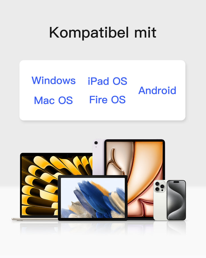 inateck DE Bluetooth Tablet Tastatur kompatibel mit Android/iOS/Smartphones/Windows PC/iPad, KB01003