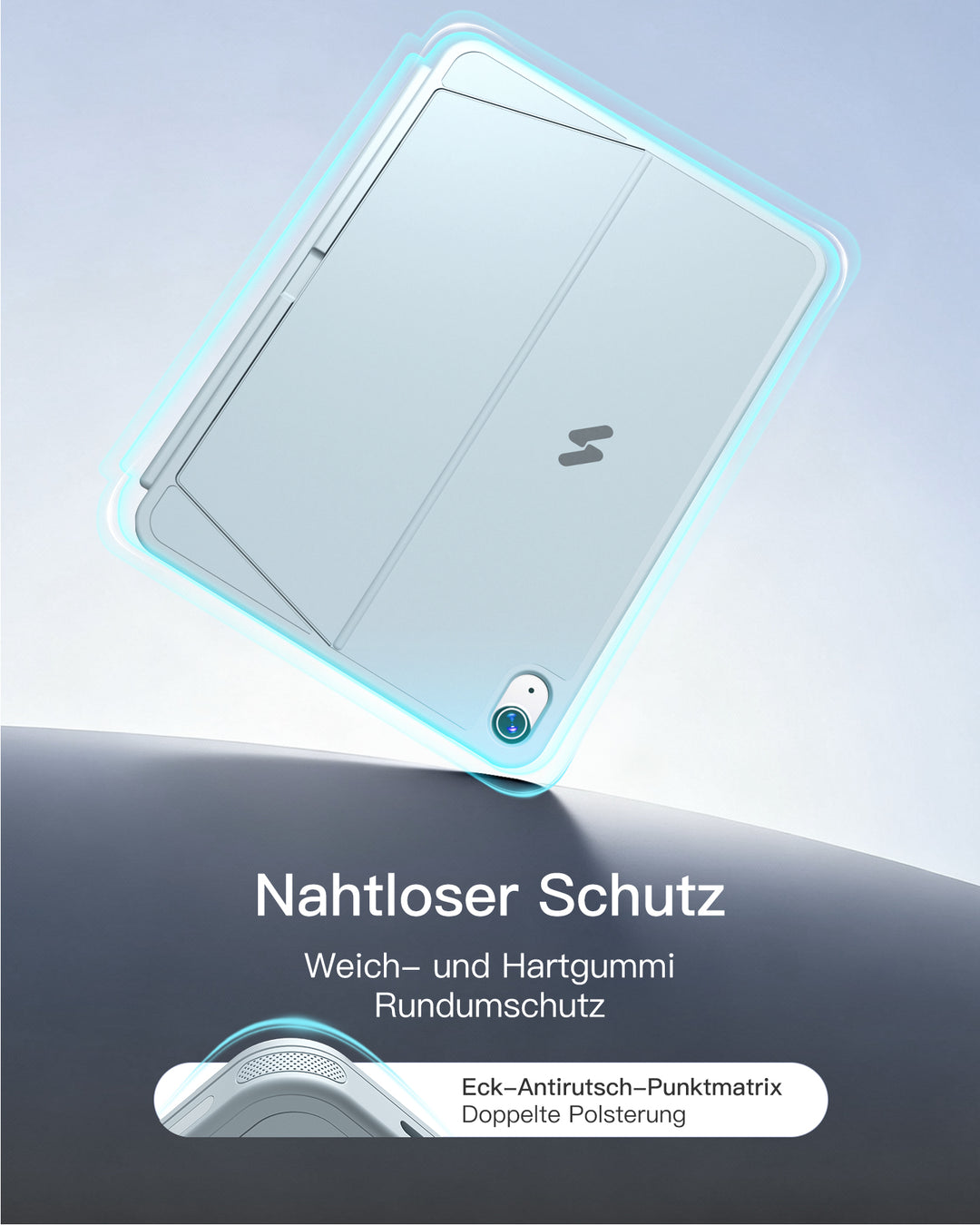 inateck DE Abnehmbar Hülle mit Tastatur für iPad 11" A16 2025, iPad 10.9" 2022,mit Stifthalter, QWERTZ, AceTouch Pro, KB403-10 | Re