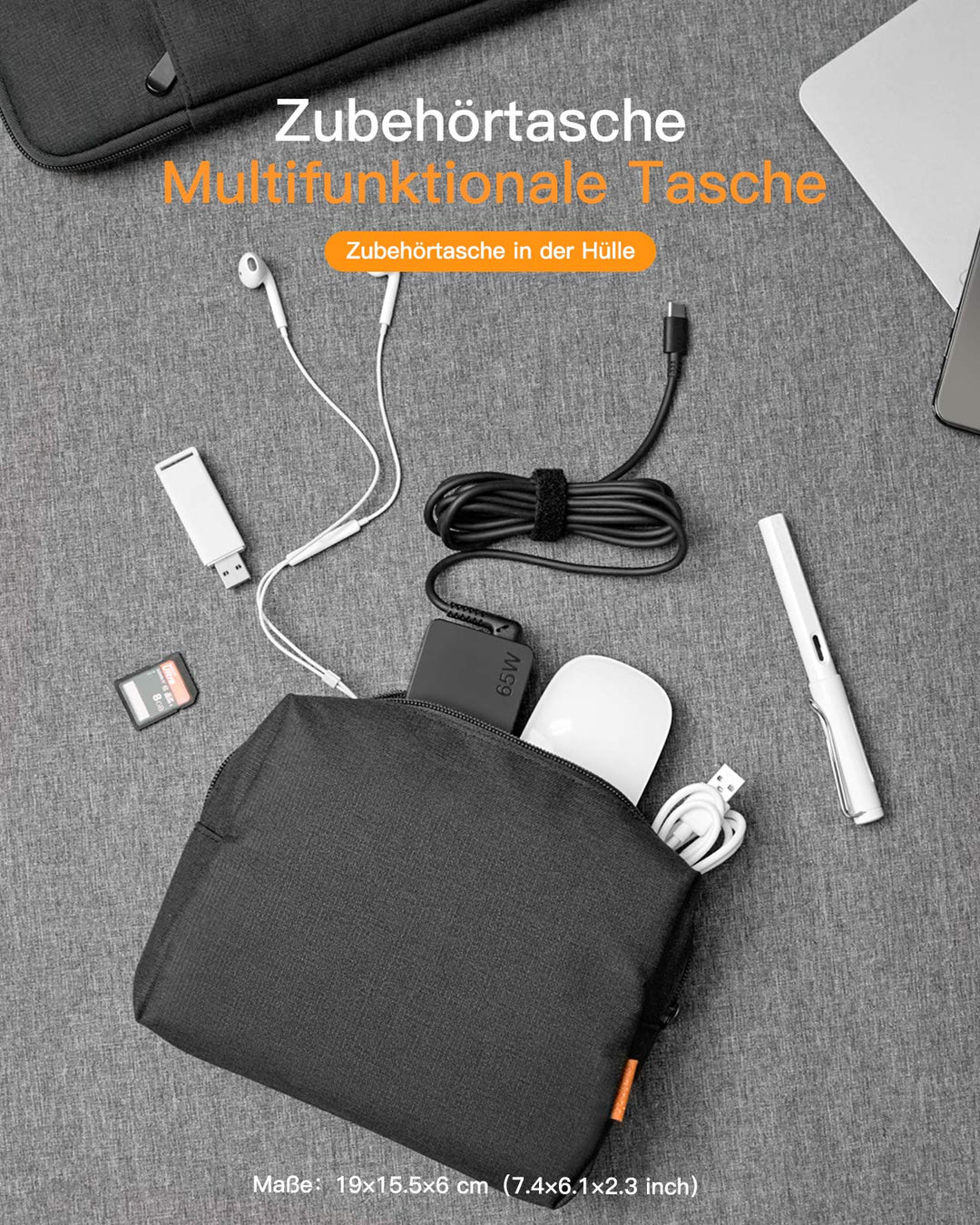 inateck DE Ultraleichte Laptoptasche Hülle 13-16 Zoll mit Zubehörtasche, LB01005
