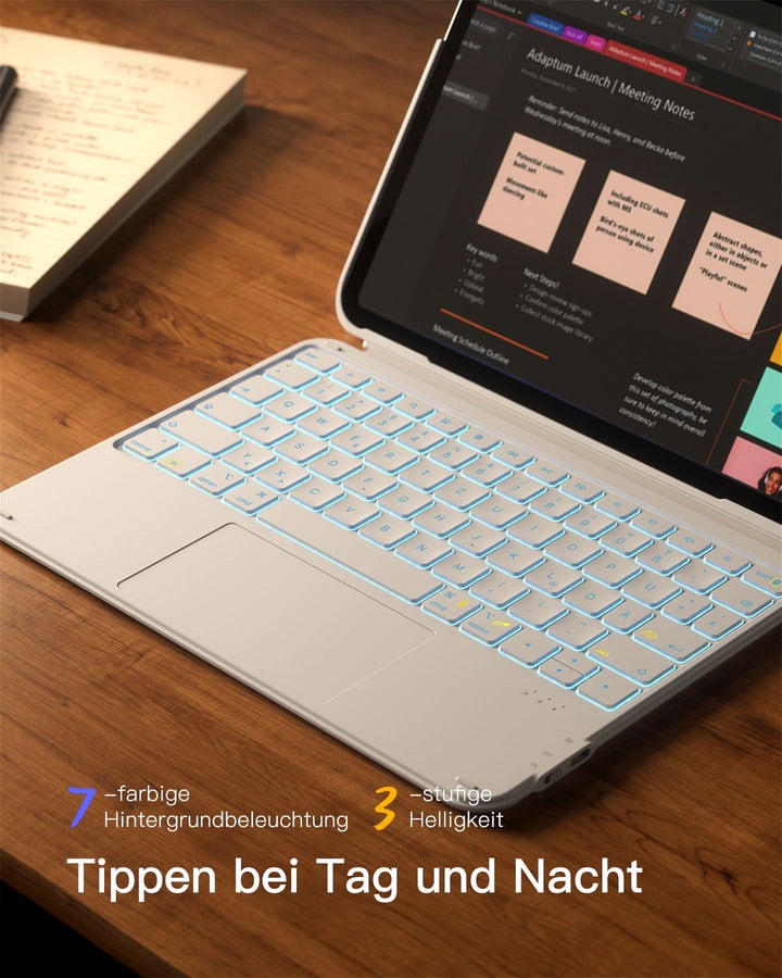 inateck DE Abnehmbar Ultraleichte Tastatur für iPad 11/10 Gen A16 2025 11 Zoll, iPad Air 11 Zoll (2026/2025), iPad Air 5/4, iPad Pr