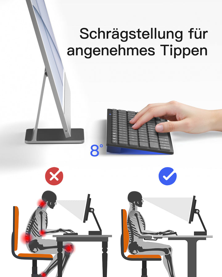 inateck DE Bluetooth Tablet Tastatur kompatibel mit Android/iOS/Smartphones/Windows PC/iPad, KB01003