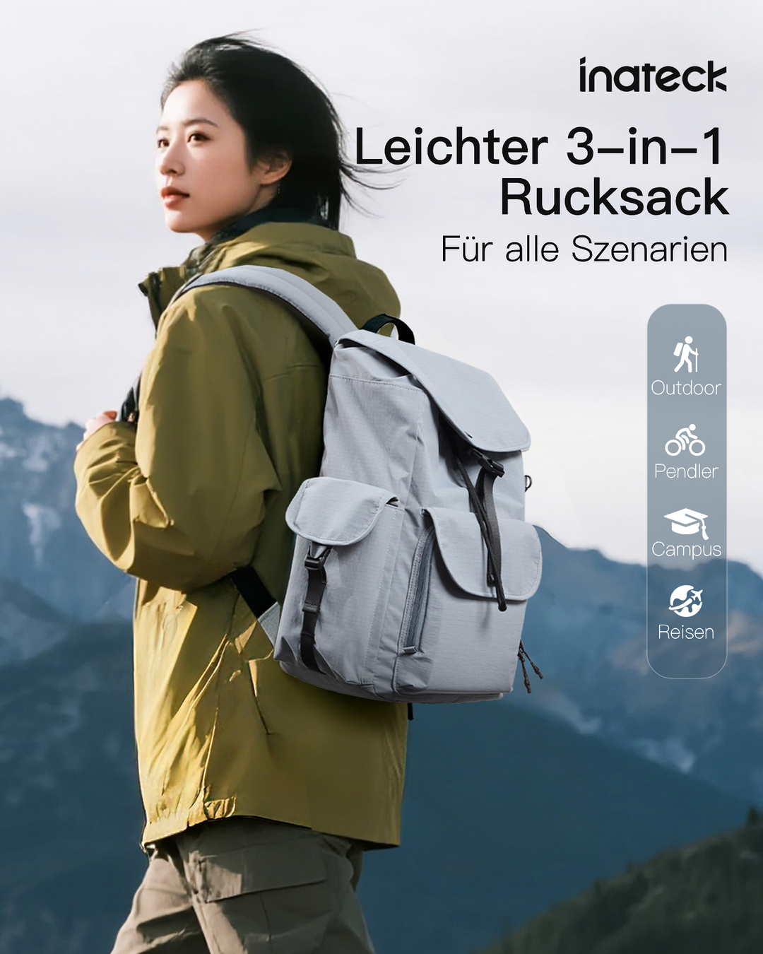 Inateck Laptop-Rucksack 20L – Wasserdichter Tagesrucksack für 16-Zoll-Notebooks, Reise &amp; Büro, BPN21