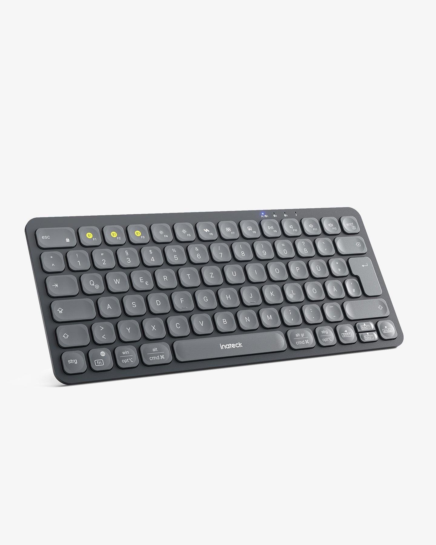Bluetooth Tastatur Kabellose, QWERTZ für iPad Pro/Air/Mini/Windows/MacOS/Android, Ergonomisches mit KI Key,KB107