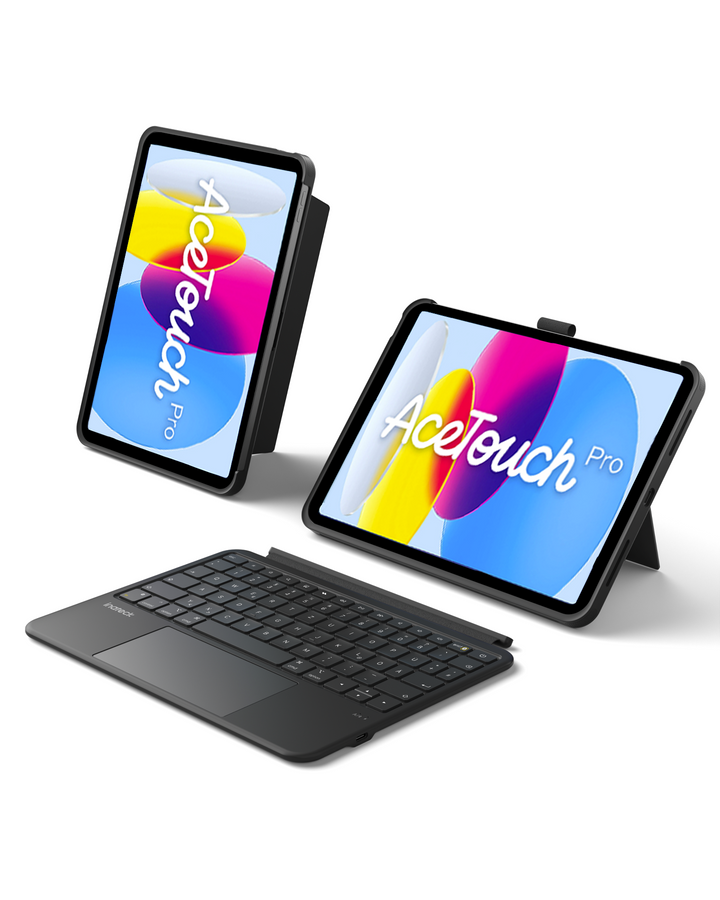 Abnehmbar Hülle mit Tastatur für iPad 11" A16 2025, iPad 10.9" 2022,mit Stifthalter, QWERTZ, AceTouch Pro, KB403-10 | Red Dot Design Award 2026