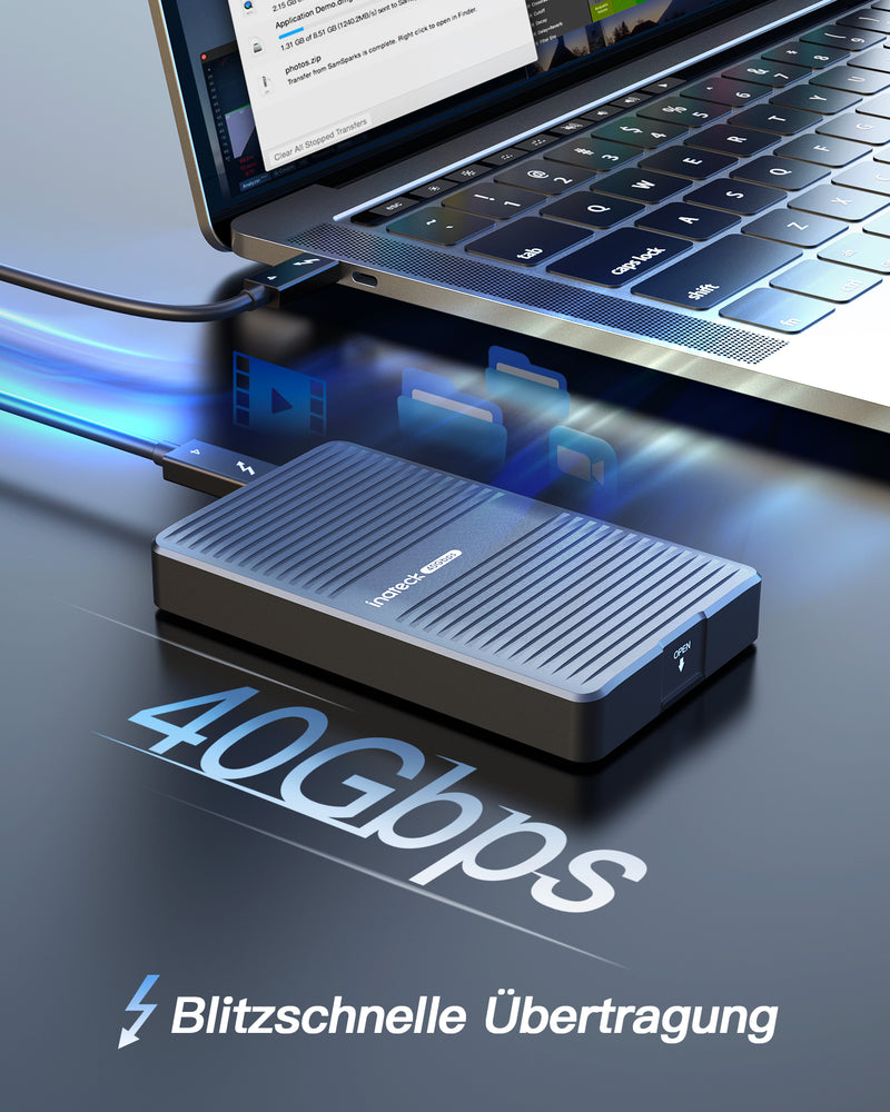 40Gbps M.2 NVMe SSD Aluminium-Gehäuse, USB4.0/Thunderbolt 3/4, unterstützt 2280 SSDs, M-Key, FE2029 - Inateck Official DE