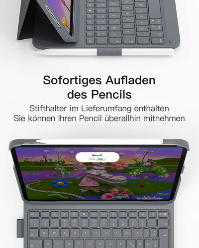 Inateck Ultraleichte Tastatur Hülle iPad 10, iPad Air 5/4, iPad Pro 11 4/3/2/1, QWERTZ, mit Stifthalter, BK2007