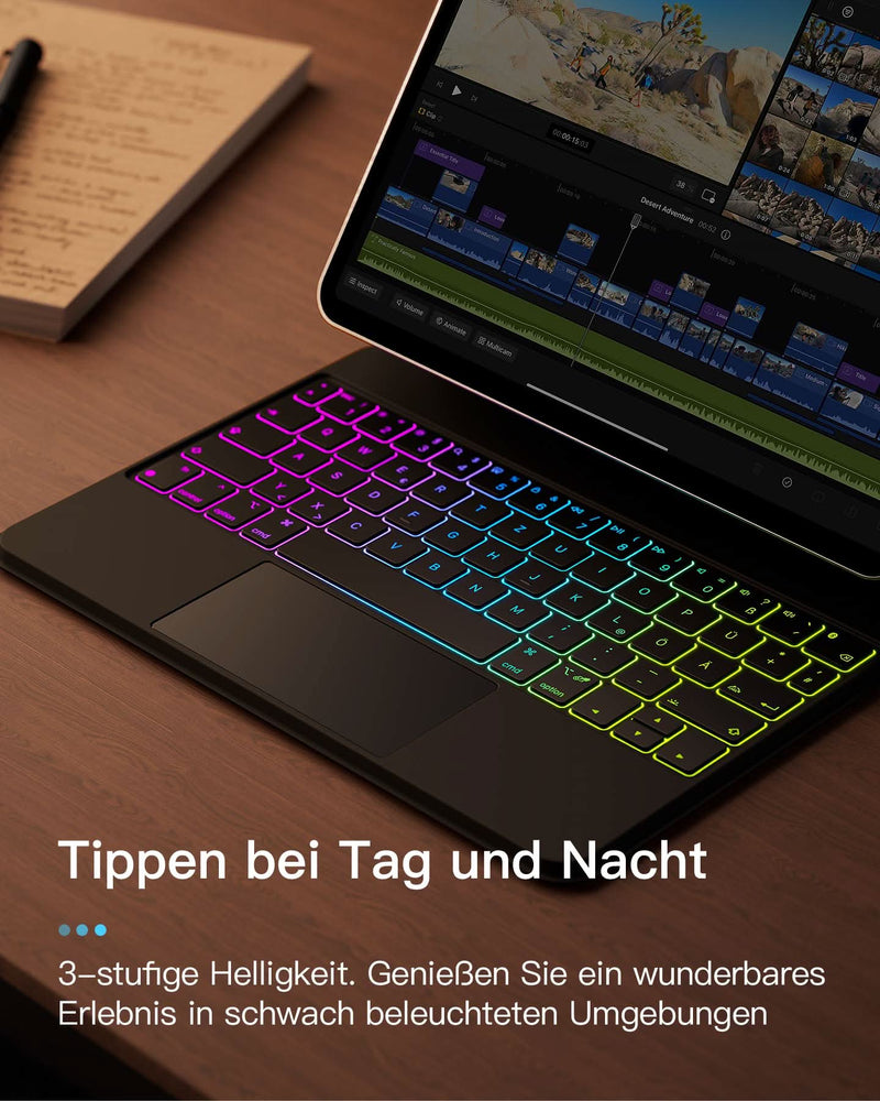 Tastatur, kompatibel mit iPad Air 5/4 und iPad Pro 11 Zoll der 4./3./2./1. Generation, QWERTZ, KB09117 - Inateck Official DE