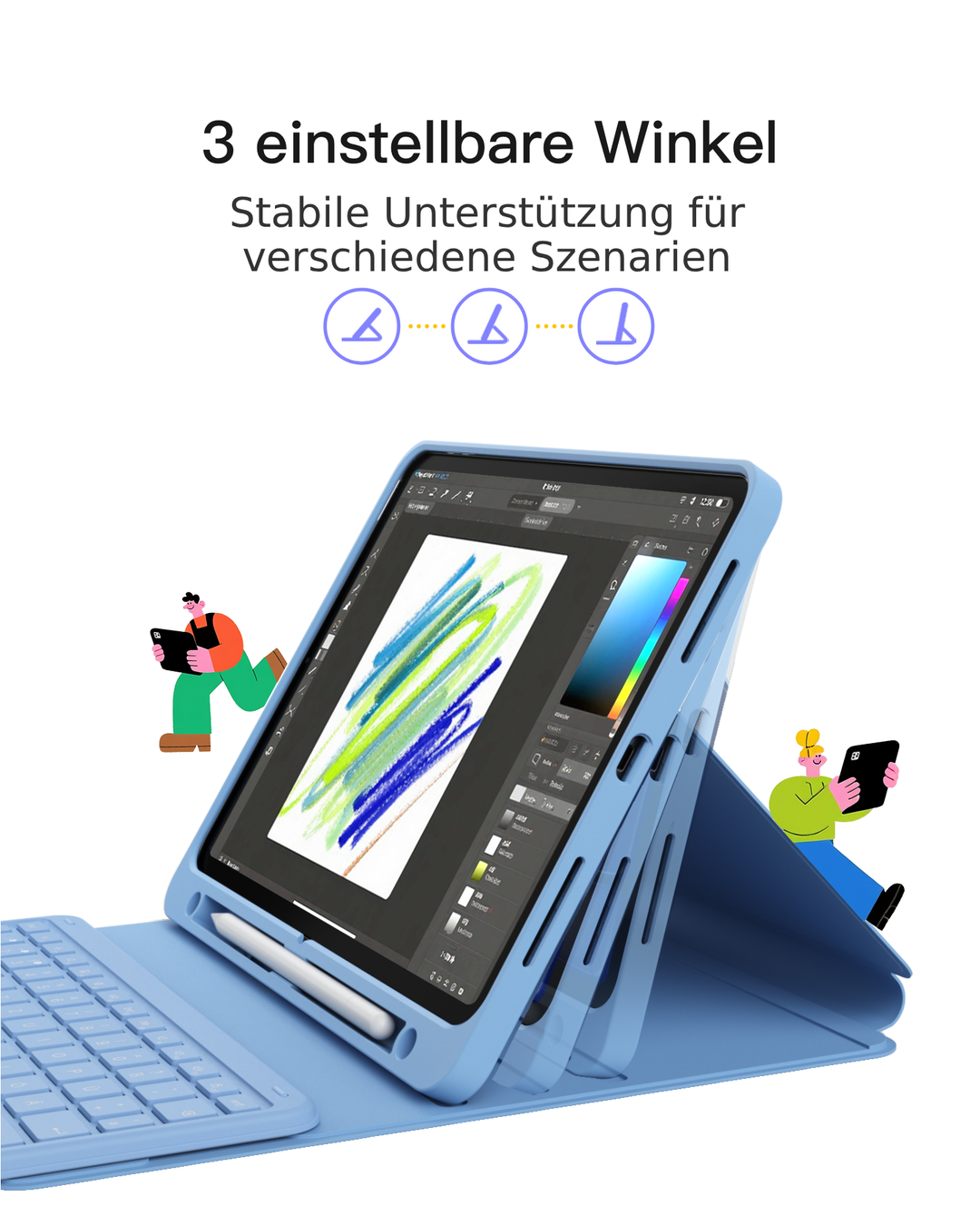 Abnehmbar Tastatur für iPad 11" A16 (2025), iPad Air 11" M4/M3/M2 (2026/2025/2024), iPad Air 10.9" 5/4, iPad Pro 11" 4/3/2/1, KB002