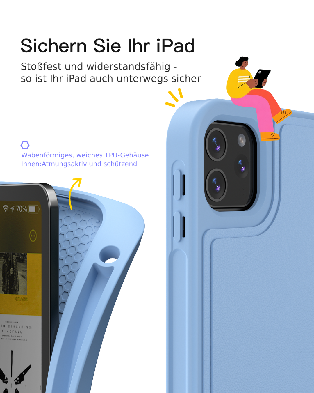 Abnehmbar Tastatur für iPad 11" A16 (2025), iPad Air 11" M4/M3/M2 (2026/2025/2024), iPad Air 10.9" 5/4, iPad Pro 11" 4/3/2/1, KB002