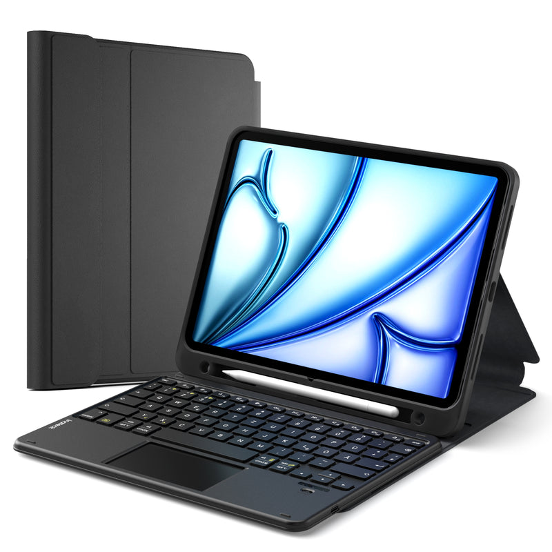 Abnehmbar Tastatur für iPad 11" A16 (2025), iPad Air 11" M3/M2 (2025/2024), iPad Air 10.9" 5/4, iPad Pro 11" 4/3/2/1, KB002
