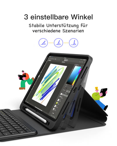 Abnehmbar Tastatur für iPad 11" A16 (2025), iPad Air 11" M3/M2 (2025/2024), iPad Air 10.9" 5/4, iPad Pro 11" 4/3/2/1, KB002