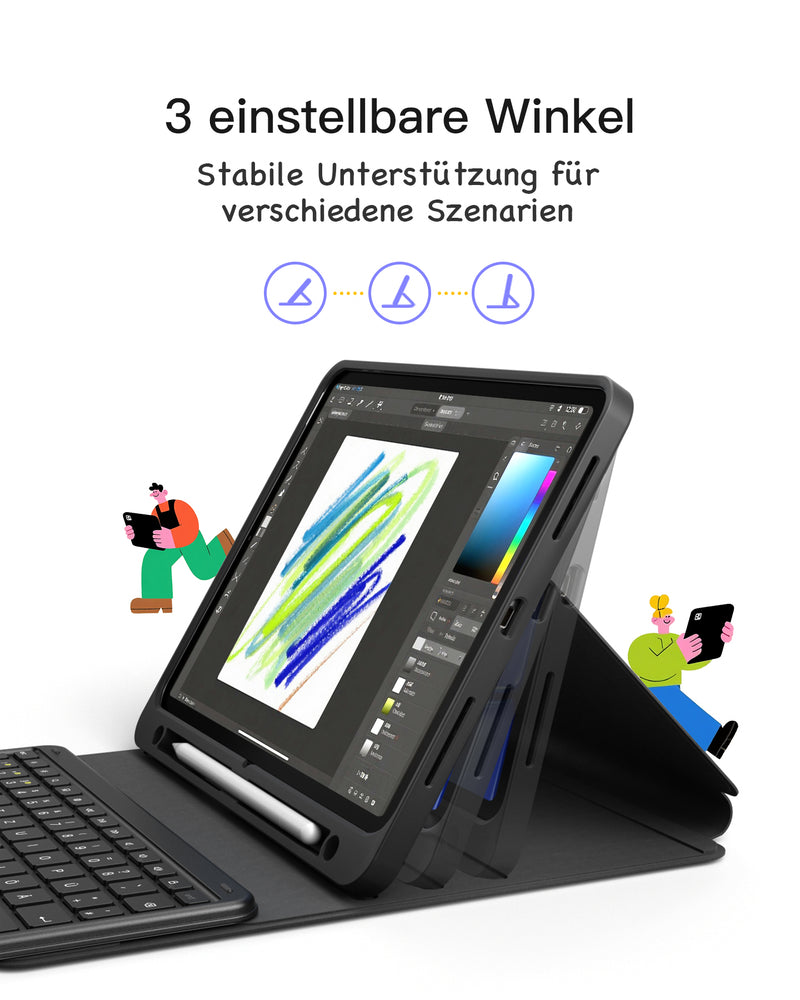 Abnehmbar Tastatur für iPad 11" A16 (2025), iPad Air 11" M3/M2 (2025/2024), iPad Air 10.9" 5/4, iPad Pro 11" 4/3/2/1, KB002