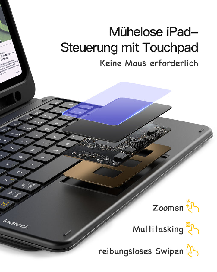 inateck DE Abnehmbar Tastatur für iPad 11" A16 (2025), iPad Air 11" M3/M2 (2025/2024), iPad Air 10.9" 5/4, iPad Pro 11" 4/3/2/1, KB