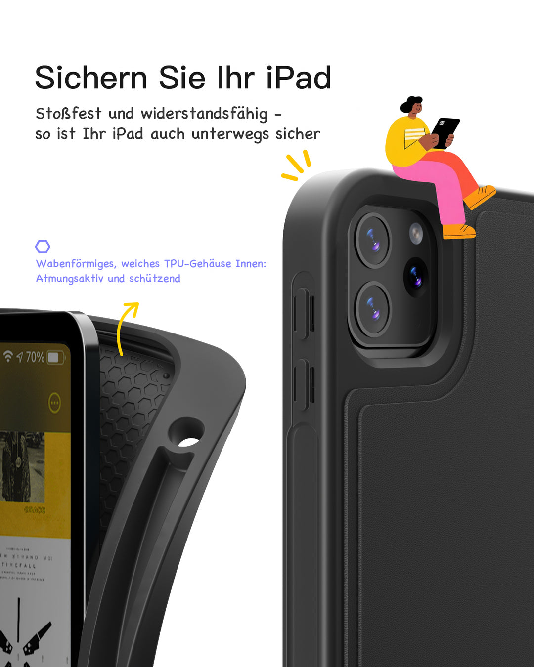 inateck DE Abnehmbar Tastatur für iPad 11" A16 (2025), iPad Air 11" M3/M2 (2025/2024), iPad Air 10.9" 5/4, iPad Pro 11" 4/3/2/1, KB