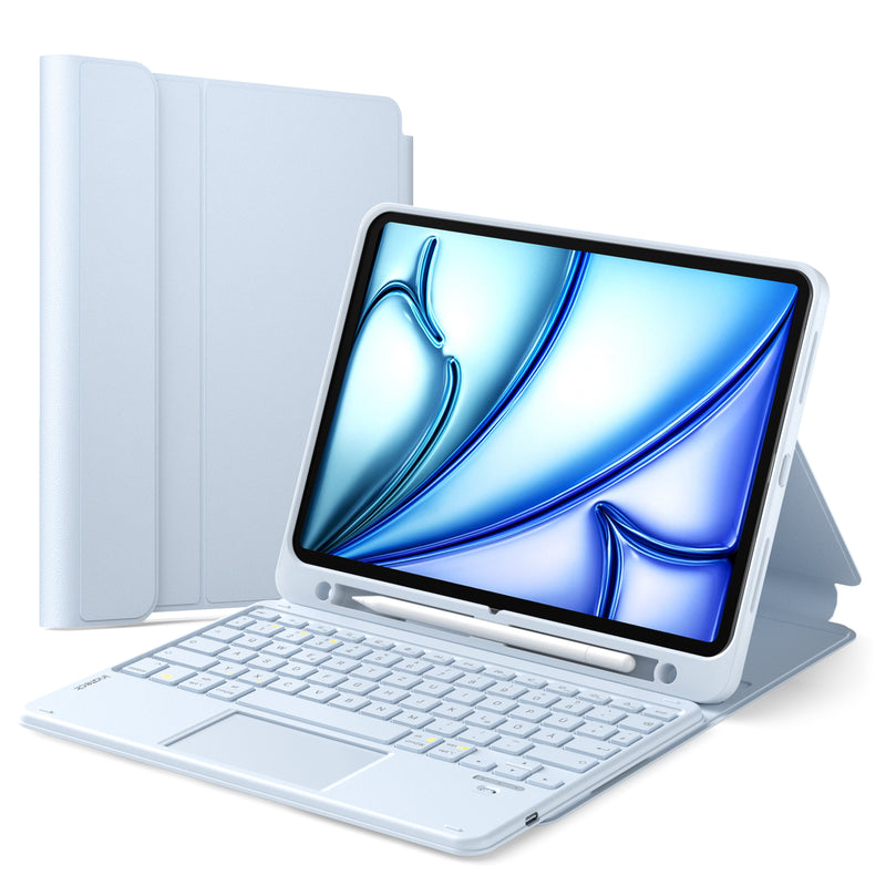 Abnehmbar Tastatur für iPad 11" A16 (2025), iPad Air 11" M3/M2 (2025/2024), iPad Air 10.9" 5/4, iPad Pro 11" 4/3/2/1, KB002