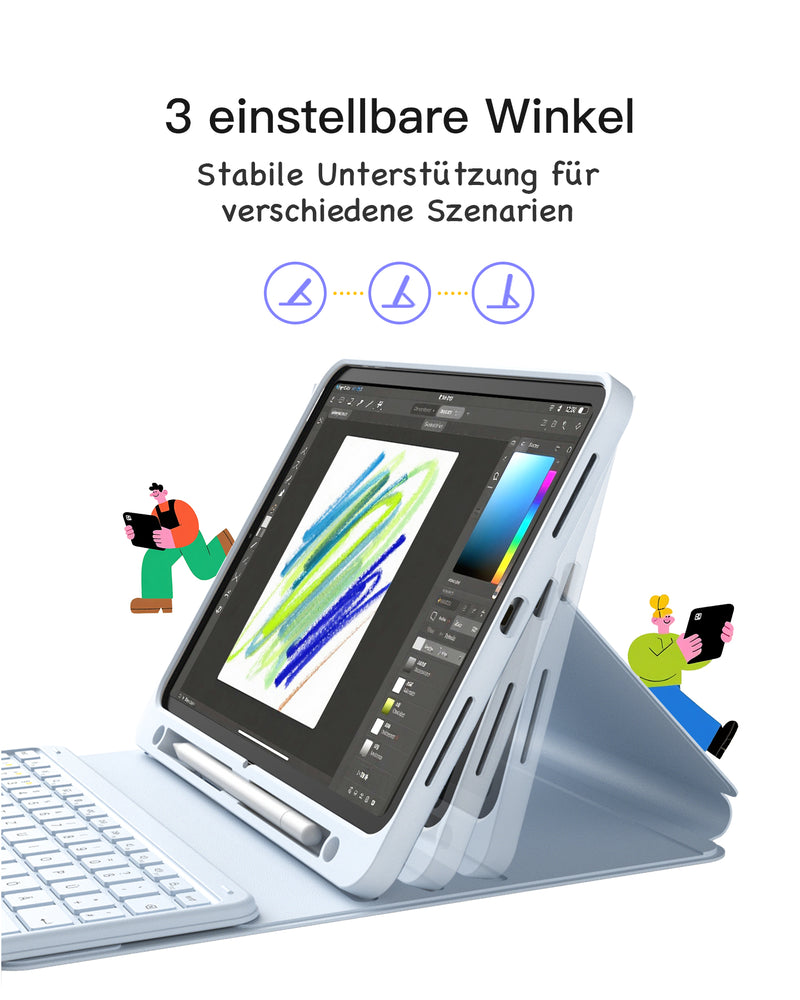 Abnehmbar Tastatur für iPad 11" A16 (2025), iPad Air 11" M3/M2 (2025/2024), iPad Air 10.9" 5/4, iPad Pro 11" 4/3/2/1, KB002